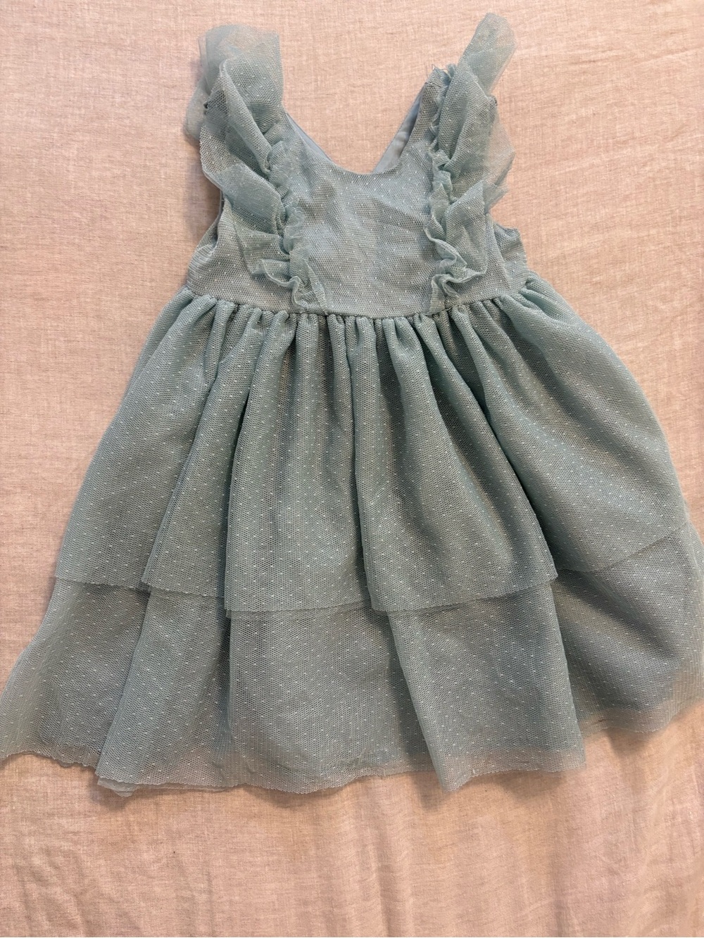 Christian Siriano Girls Size 4 Blue Tulle Polka Dot Fit & Flare Bow Dress